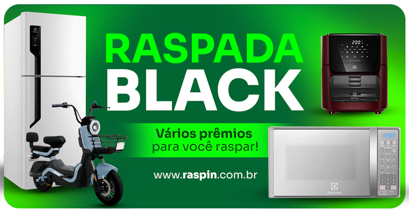 Raspada Black – R$ 0,50 | Inúmeros prêmios disponíveis